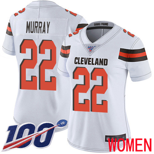 Cleveland Browns Eric Murray Women White Limited Jersey #22 NFL Football Road 100th Season Vapor Untouchable